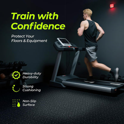 1/2in Thick 48 Sq Ft Rubber Top High Density EVA Foam Exercise Gym Mats Non-Slip 12 Pcs - Interlocking Puzzle Floor Tiles for Home Gym Heavy Workout Equipment Flooring - 24 x 24in Tile, Black & White