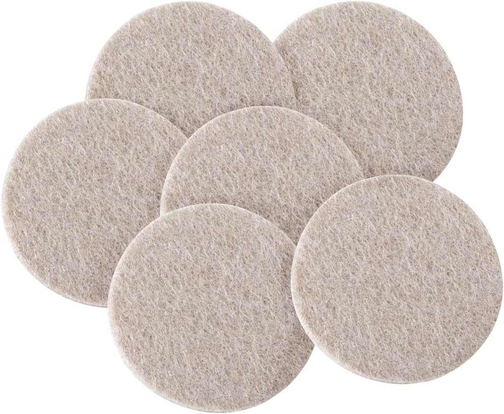 SoftTouch Heavy-Duty Felt Furniture Pads – 2" Round Self-Adhesive Floor Protectors for Hardwood, Tile & Laminate – Scratch-Resistant, Linen, 6 Pack