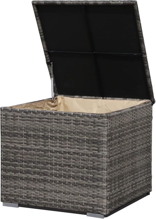 Super Patio Outdoor Patio Storage Box Waterproof, Wicker Storage Bin Deck Box for Cushions, Garden Tools, 88 Gallon, Gray
