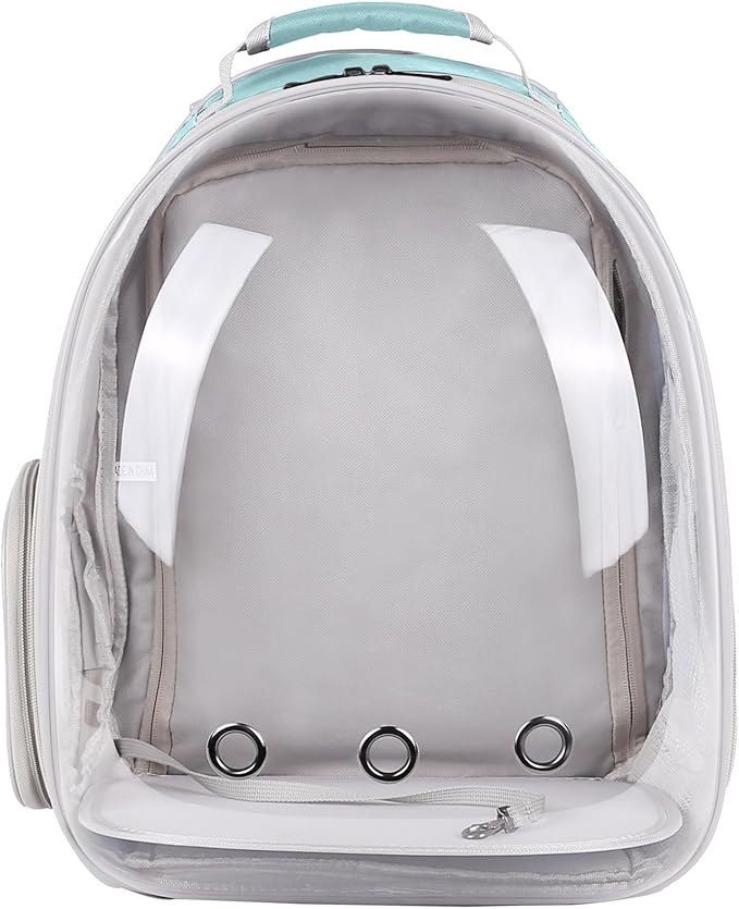Square Back Extension Pet Backpack Carrier for Cat and Small Puppy up to 12 Pounds, Clear Space Capsule Astronaut Transparent Bubble Window Backpack to Carry and Transport Cat to Vet and Traveling