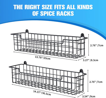 Spice Rack Organizer Wall Mount, Spice Organization Storage Shelf for Cabinet Door, 4 Packs Wall Spice Rack Saving Space for Kitchen, Black