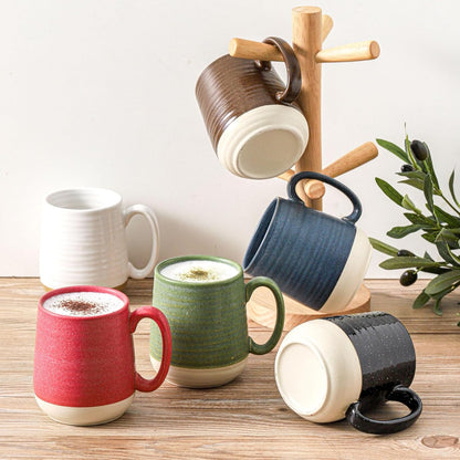 Hasense Ceramic Coffee Mugs Set of 6, 15 oz Large Porcelain Mugs with Handle for Women Men, Colorful Coffee Cups for Latte, Tea, Cappuccino, Microwave & Dishwasher Safe