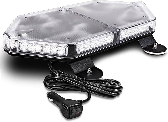 LAMPHUS NanoFlare NFMB56 17" 12V 56W WHITE LED Strobe Mini Light Bar [Magnet/Permanent Mount] Clear Roof top Rotating Safety Flashing Emergency Warning Beacon Lightbar for Truck Vehicles