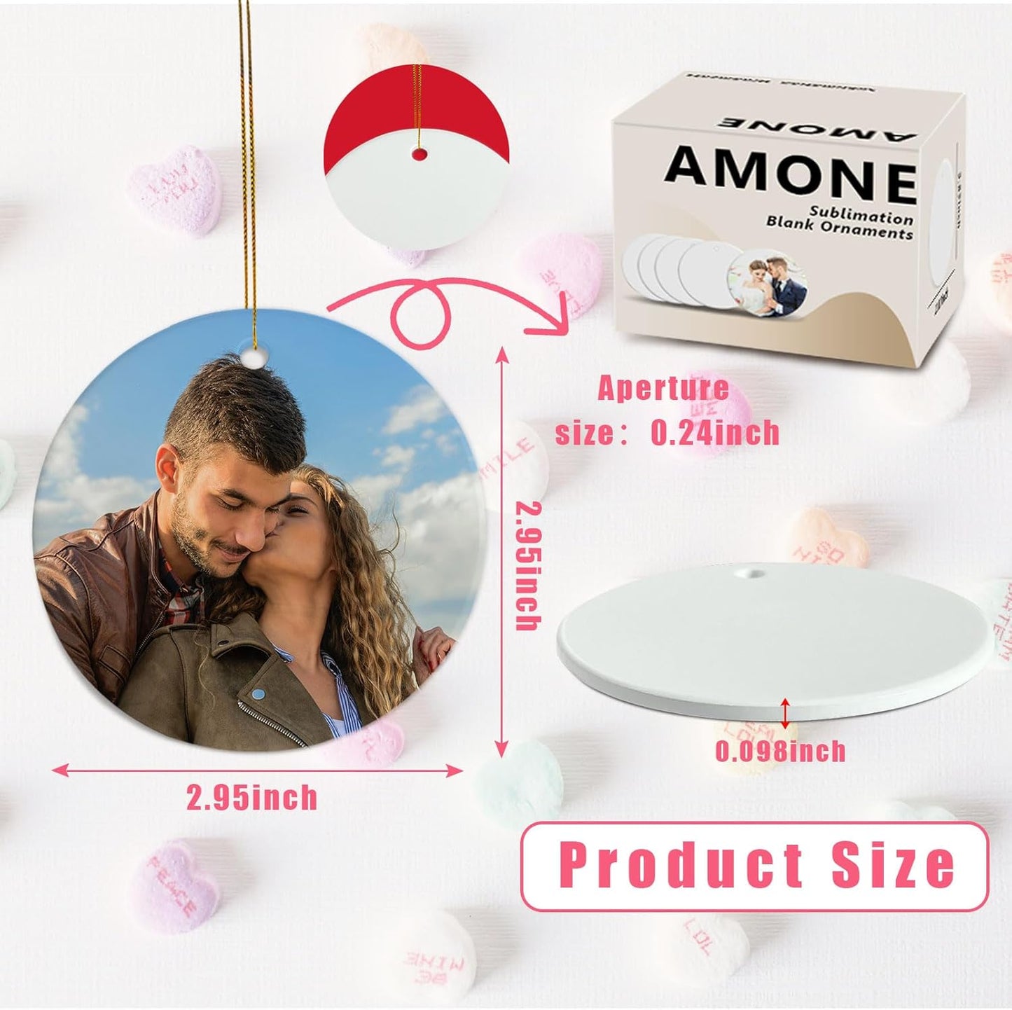 Sublimation Blanks Ornament Bulk 25pcs Personalized Christmas Ornaments Set Ceramic Ornaments White Sublimation Discs for Christmas Tree Decorations Wedding Birthday Gifts for Women Men 3"