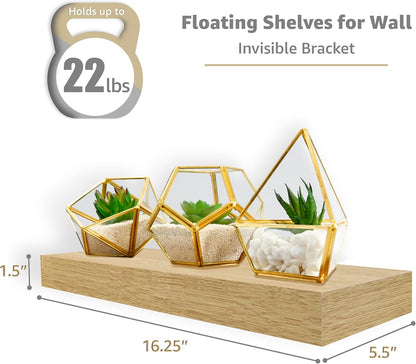 Sorbus Floating Shelves for Wall, Bathroom Shelves Wall Mounted for Kitchen, Bedroom, Bathroom Storage Over Toilet, Hanging Book Shelf for Wall Home Decor Living Room (Maple Wood, 3 Pack)