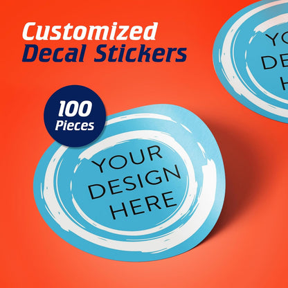 100 Custom Vinyl Stickers - Upload Your own Image, Text, Design, Logo - Personalized Logo Labels for Handmade, Packaging, Bottle, Jars, Candle, Brand Stickers (Blue Swirls, 3x3)