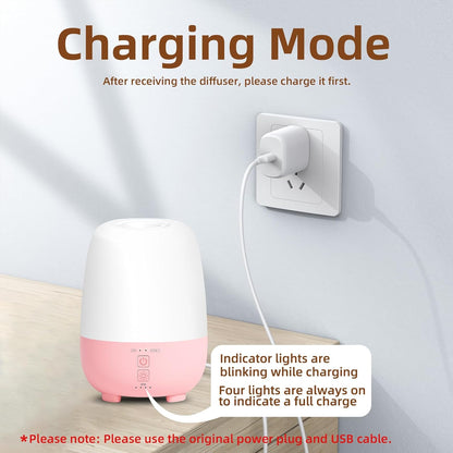 Cordless Essential Oil Diffuser 150ML, Rechargeable Battery, 7H Runtime, 7 LED Lights, Mini Portable Aromatherapy Diffuser for Home, Office, Bathroom, Travel