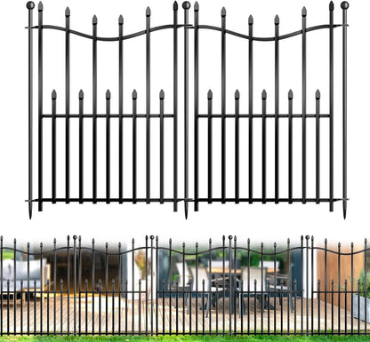 10 Panels No Dig Decorative Garden Fence, 32in(H)×22ft(L) Heavy-Duty Rustproof Metal Panels, Outdoor Dog Barrier for Yard & Patio, Landscape, Border| Portable Temporary Fencing