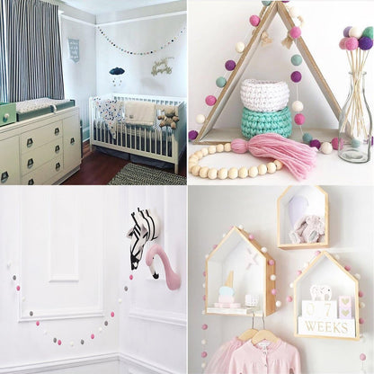 Felt Ball Garland Misscrafts 9.8 Feet 100% Wool Roving Pom Pom Garland 20mm Colorful for Baby Shower Grand Opening Party Festivals Room Decorations