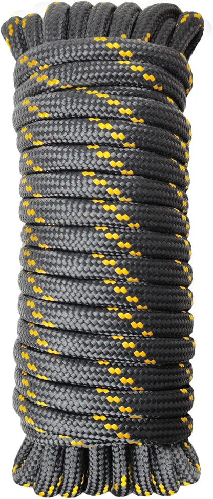 Diamond Braided Polypropylene Rope Nylon Rope Mix Thick Heavy Duty Ropes 1/2 inch 50ft High Strength Perfect for Clothesrope Camping Hiking and Other Outdoor Activities Black 50ft