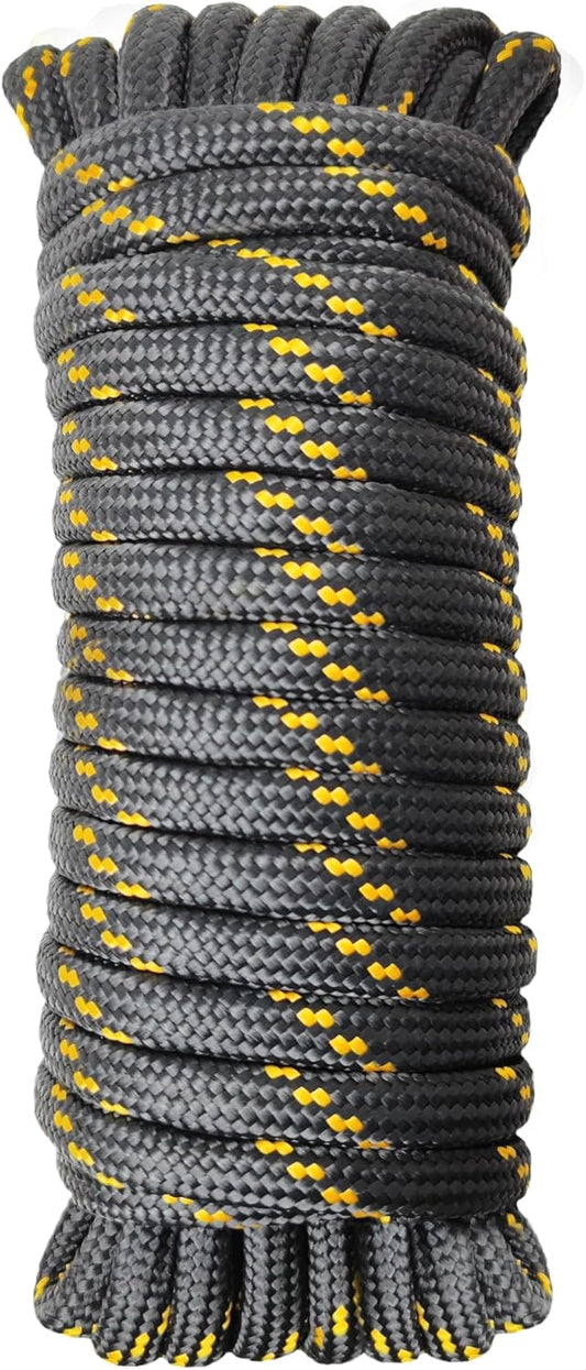 Diamond Braided Polypropylene Rope Nylon Rope Mix Thick Heavy Duty Ropes 1/2 inch 50ft High Strength Perfect for Clothesrope Camping Hiking and Other Outdoor Activities Black 50ft