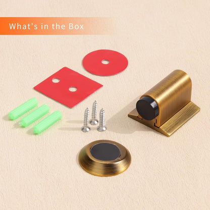 Bak Bo Magnetic Door Stoppers 1 Pack Bottom of Door Holder Keep Door Open No Drilling Magnet Floor Door Stop with Screws and Adhesive Antique Brass DS268AB-1