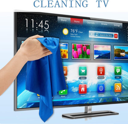 Frienda 12 Pack Large Microfiber Glass Cleaning Cloths 12 x 12 Inch Oversized Eyeglass Sunglasses Cleaning Cloths for Electronics Glasses Screens and Lenses(Black, White, Gray, Royal Blue)