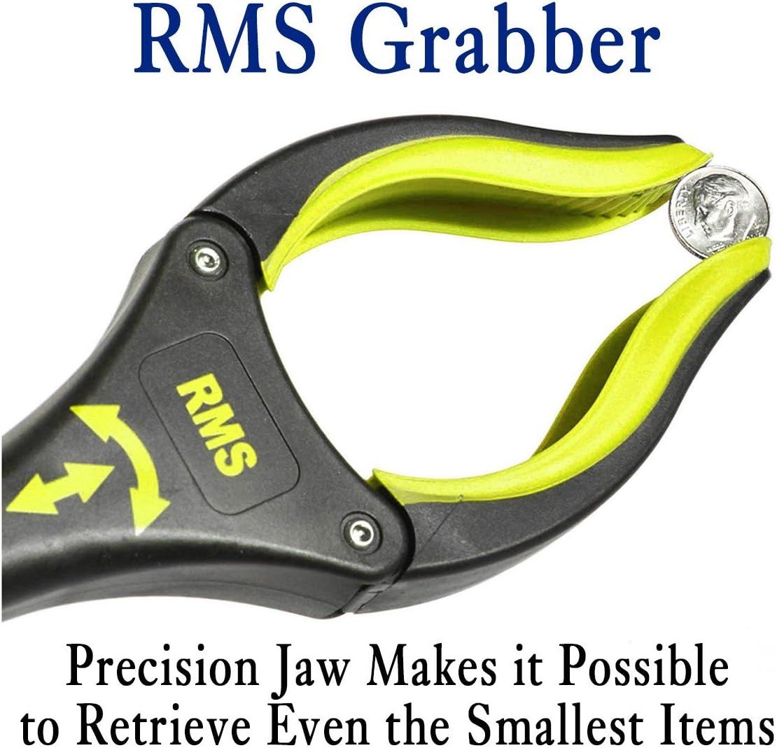 RMS 2-Pack 32 Inch Extra Long Grabber Reacher with Rotating Jaw - Mobility Aid Reaching Assist Tool (Yellow)