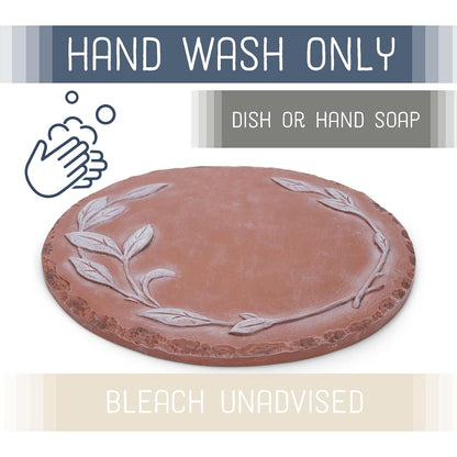 NAT & Jules Floral Laurel Wreath Leaves Pattern Dimensional Indoor Outdoor 12 inch Round Cast Resin Decorative Garden Stepping Stone, Patio, Walkway Sculpture Yard Art, White