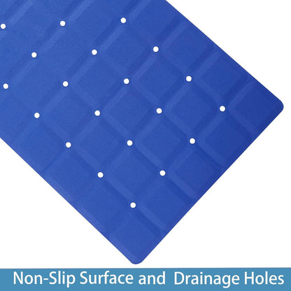 Foldable Silicone Bathtub Mat: Jumbo Size Heavy Duty Safety Bath Mat for Tub Without Suction Cups Non Slip Bath & Shower Mat for Textured, Reglazed, Refinished Tub (Navy Blue, 35.8 x 17.7)