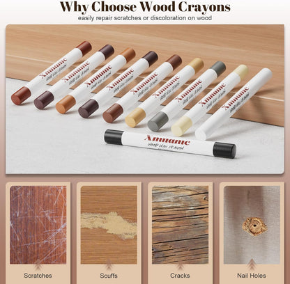 20 Colors Wood Filler Sticks Furniture Markers Touch up,Fill Putty Stick for Repair Furniture Scratch,Scuffs,Cracks and Nail Holes on Floors,Cabinets,Tables,and Doors Tables