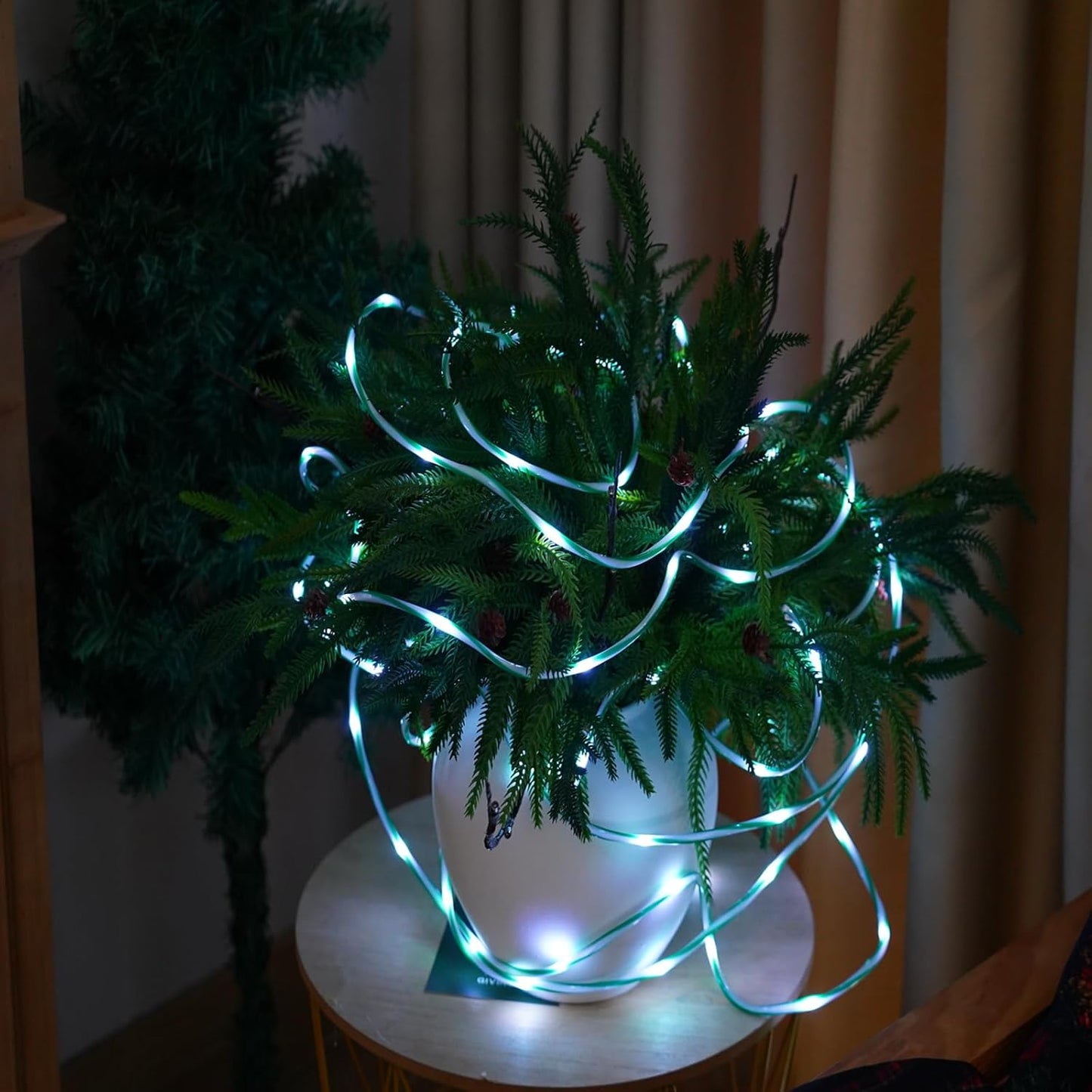 YEGUO Solar Christmas Candy Cane Rope Lights, 2 Pack Each 33ft 100 LED Green & White Solar Rope Light Outdoor Waterproof Decorations String Tube Lights