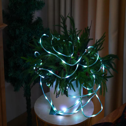 YEGUO Solar Christmas Candy Cane Rope Lights, 2 Pack Each 33ft 100 LED Green & White Solar Rope Light Outdoor Waterproof Decorations String Tube Lights