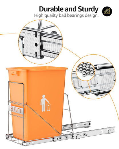 Pull Out Trash Can Under Cabinet，Heavy Duty Slide-Out Cabinet Kit, Adjustable Cabinet Trash Can Organizer, Under Sink Trash Can Shelf for Kitchen (Not Include Can)