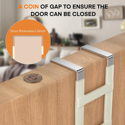 FYY Over The Door Hooks - 2 Pack Heavy Duty Dual-Hook Organizer Hanger with Non-Slip Rubber for Towels, Clothes, Hats & Bags Use in Bathroom, Bedroom, Kitchen - Fits Interior Doors Up to 1.6" Beige