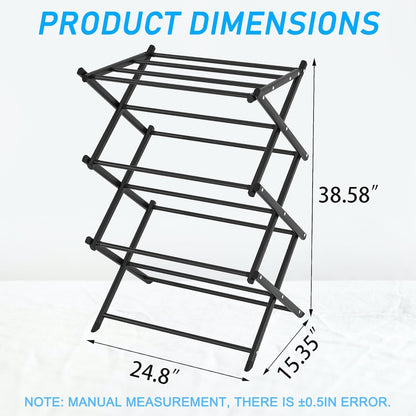 Household Indoor Folding Clothes Drying Rack, Dry Laundry and Hang Clothes,Towel Rack (Black)