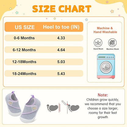 FEETCITY Baby First Walking Shoes Wide Baby Shoes Infant Sneakers Newborn Crib Shoe Barefoot Lightweight Slip On Shoe