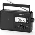 Portable AM/FM/SW 3 Band Radio, AM FM Radio with Clock, Battery Operated, Micro SD/USB for MP3/WMA Playback, LCD Display, ATS Function