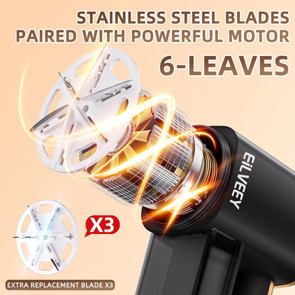 Rechargeable Lint Remover, Fabric Shaver Fuzz Remover, Sweater Shavers with 6-Leaf Blades, 3-Speeds Digital LED Display to Remove Pilling for Clothing and Furniture, Fuzz, Lint Ball, Black