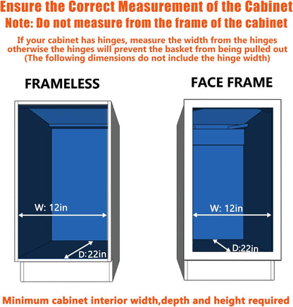 ROOMTEC Pull Out Cabinet Organizer, 1 Tier, Heavy Duty Slide Out Kitchen Cabinet Organizers, Smooth Drawer, Fits 12"+ Cabinets