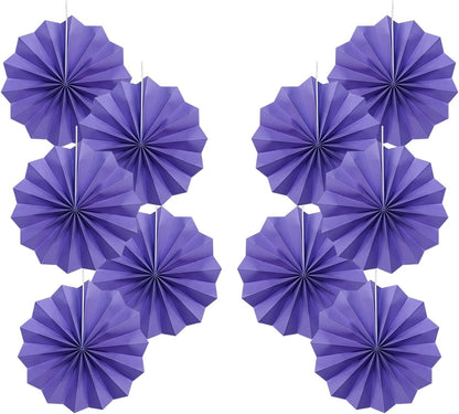 Purple Party Decorations,Purple Bridal Shower Decorations,Halloween Decor Events Accessories,Retirement Decorations Paper Fans Bulk 8in,Anniversary Decorations for Party 30 Color DIY Set(Purple)
