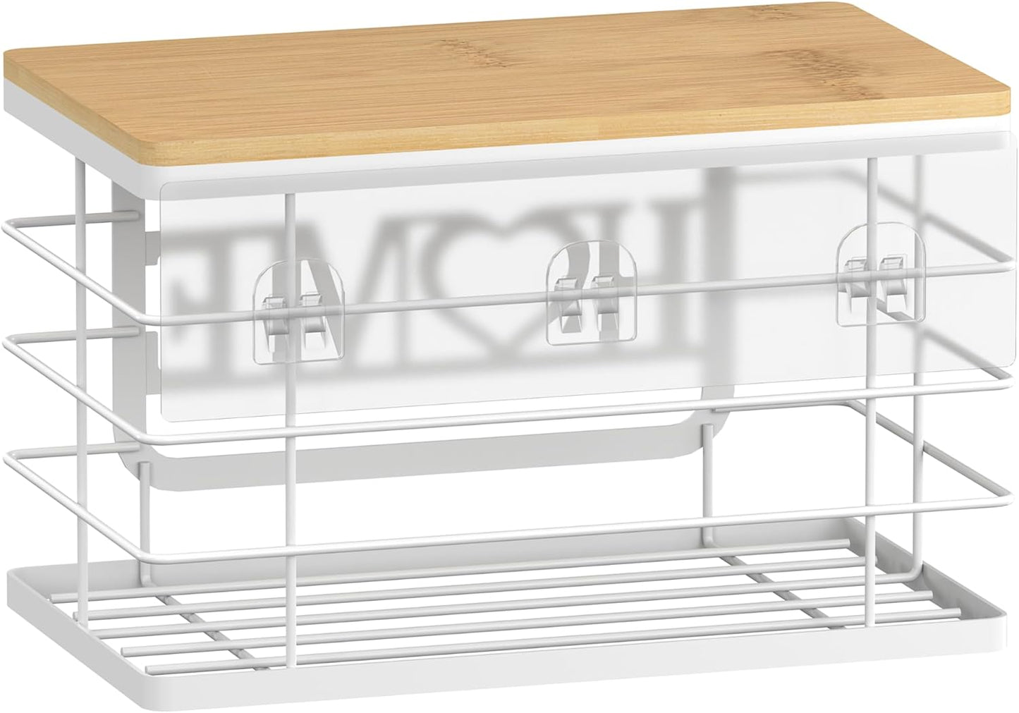 Trash Bag Holder, Thipoten Trash Bags Dispenser with Bamboo Top, Suitable for Garbage Bags Purchased Online or Supermarket, Perfect Storage Organizers for Cabinet, Under Sink (White, Extra Large)