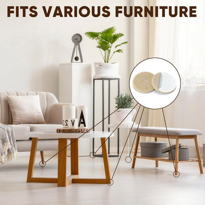 BALEINE 141PCS Felt Furniture Pads, Multi-Size Felt Pads for Chair Legs, Tables, Beds, Scratch-Reducing Floor Protectors for Hardwood Floors, Tile, Vinyl, and Laminate (141PCS, Beige)