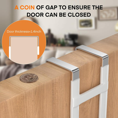 FYY Over The Door Hooks - 4 Pack Heavy Duty Dual-Hook Organizer Hanger with Non-Slip Rubber for Towels, Clothes, Hats & Bags Use in Bathroom, Bedroom, Kitchen - Fits Interior Doors Up to 1 3/8" White