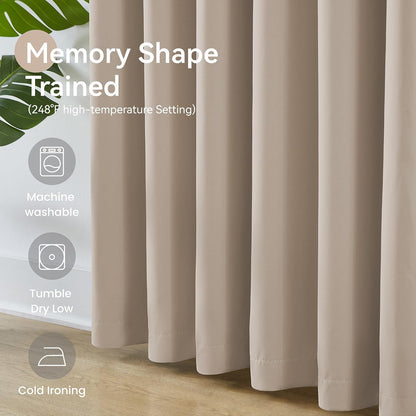KangBang Taupe Room Darkening Curtains 108 Inches Long, Pinch Pleated Blackout Curtains Sound Dampening Polyester Modern Drapes for Living Room Office with Hooks Track System,40Wx108L,2 Panels