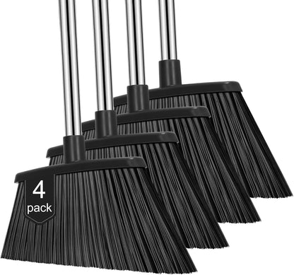 NACENA Heavy Duty Broom, 55 Inch Long Handle Outdoor Large Angle Brooms, Commercial Broom for Sweeping Indoor, for Home Garage Kitchen Office Courtyard Lobby Patio Lawn Concrete, 4 Pack (Black)