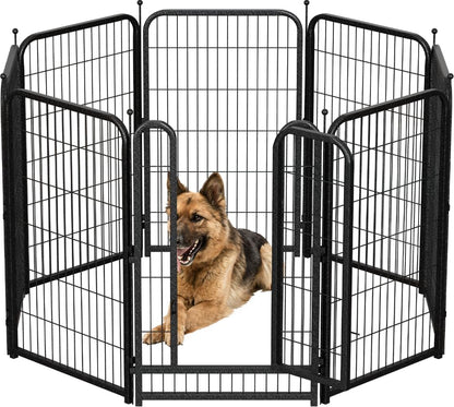 Metal Dog Playpen, 45" Inch Height 8 Panels, Large Dog Fence for Large/Medium/Small Dogs Indoor & Outdoor Bliss, Perfect Dog Pen for Camping, Yard and RV | Black-Silver