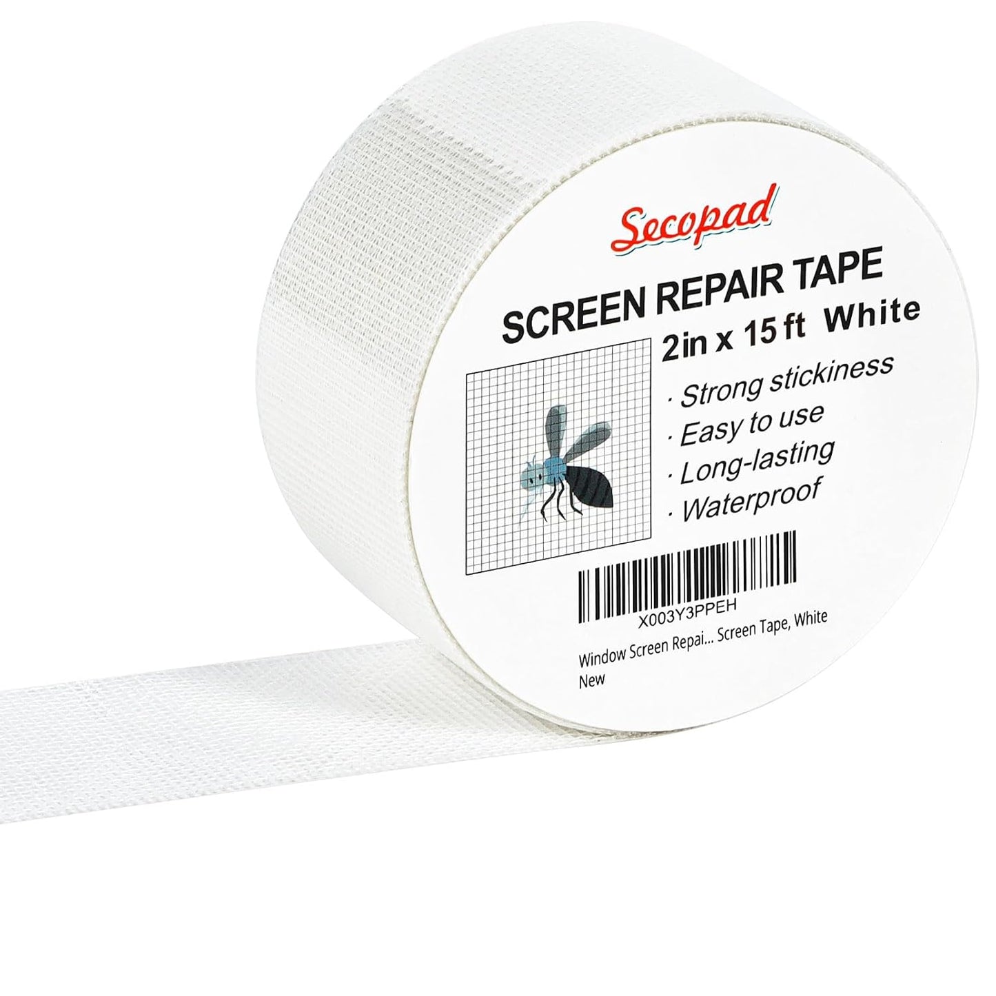 White Window Screen Repair Tape, 2 in X 15 FT (360IN) Screen Repair Kit for Windows or Doors, Strong Adhesive Screen Patch Fiberglass Screen Tape Mesh Repair