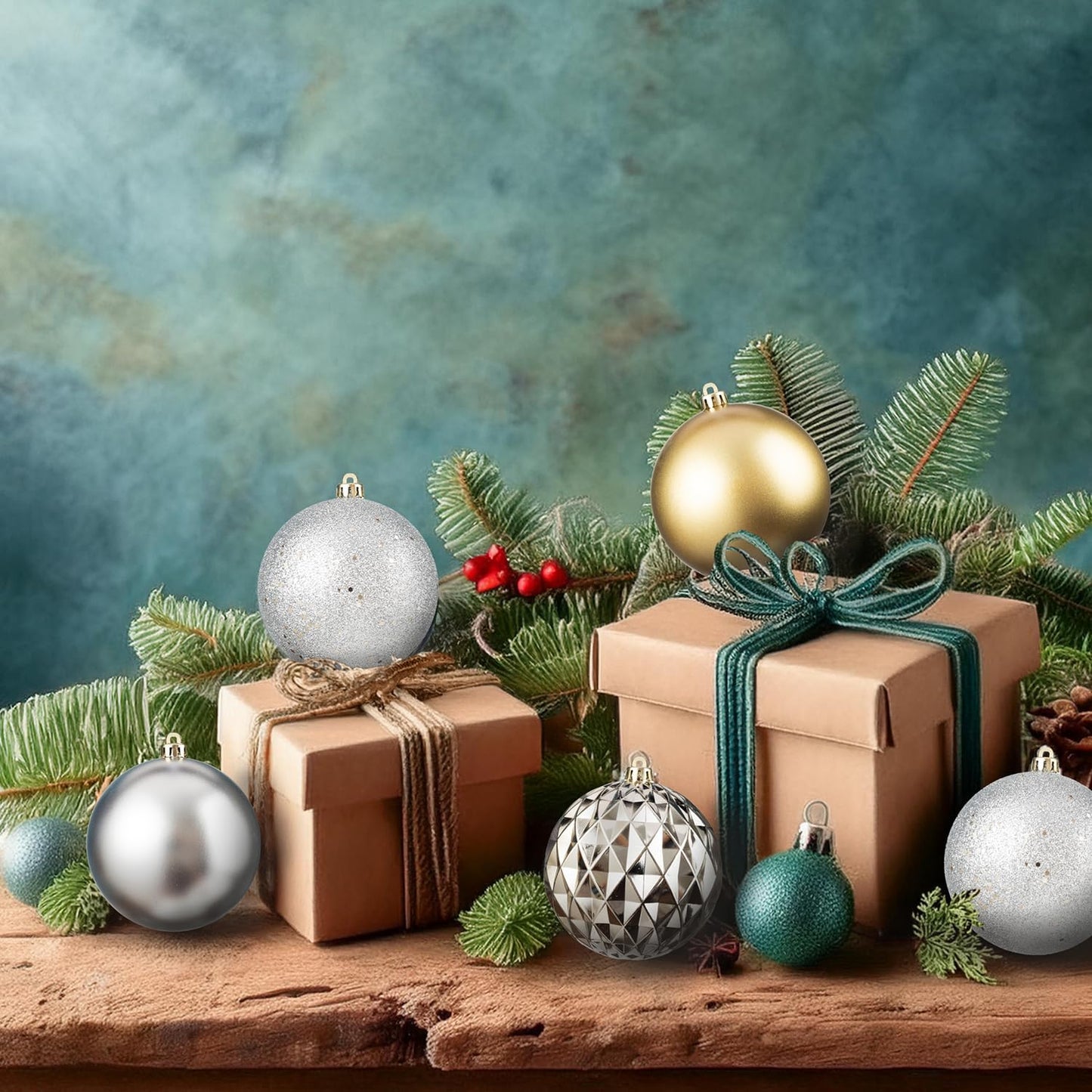 Every Day is Christmas 20ct Christmas Ornaments, Shatterproof Christmas Tree Ornaments Set, 92cm/3.6" Christmas Balls Decoration