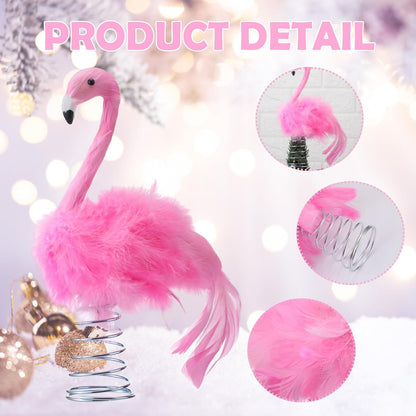 Retisee Flamingo Christmas Tree Topper Artificial Feather Flamingo Christmas Flamingo Tree Topper Decoration Pink Flamingo Decoration for Christmas Garden Indoor Outdoor Holiday Ornament Party