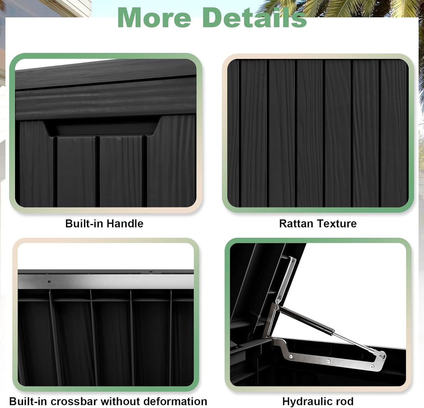 DRATO 80 Gallon Deck Box, Outdoor Storage Box for Patio Furniture, Patio Cushions, Gardening Tools, Pool Supplies 480lbs Weight Capacity,Waterproof Resin Storage Boxes