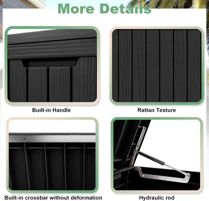 DRATO 80 Gallon Deck Box, Outdoor Storage Box for Patio Furniture, Patio Cushions, Gardening Tools, Pool Supplies 480lbs Weight Capacity,Waterproof Resin Storage Boxes