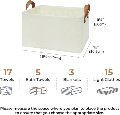 GRANNY SAYS Storage Baskets for Shelves, Closet Organizer Bins, Clothes Storage Bins with Metal Frame, Extra Large Baskets for Organizing and Storage, Collapsible, Ivory, 2-Pack