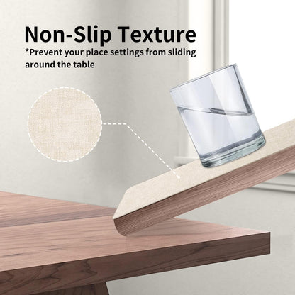 Maxpearl Faux Leather Placemats Set of 4 - Waterproof - Wipe Clean - Heat Resistant - Anti Slip Dining Table Place Mats, Suitable for Indoor & Outdoor Use, 17’’×12’’, Beige