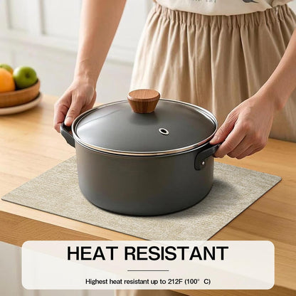 Chrysameld Vinyl Placemats Set of 6 - Faux Leather 100% Waterproof Oil-Proof Wipeable PU Place Mats, Heat Resistant Anti Slip Reversible Table Mats for Indoor & Outdoor Use,(17×12Inch, Beige)