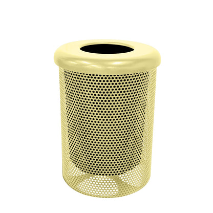 COATEDOUTDOORFURNITURE RFT-P-TXTSAND Heavy Duty Round Trash Receptacle with Flat Top, Liner Included, 32 Gallon, Textured Sandstone, Made in America