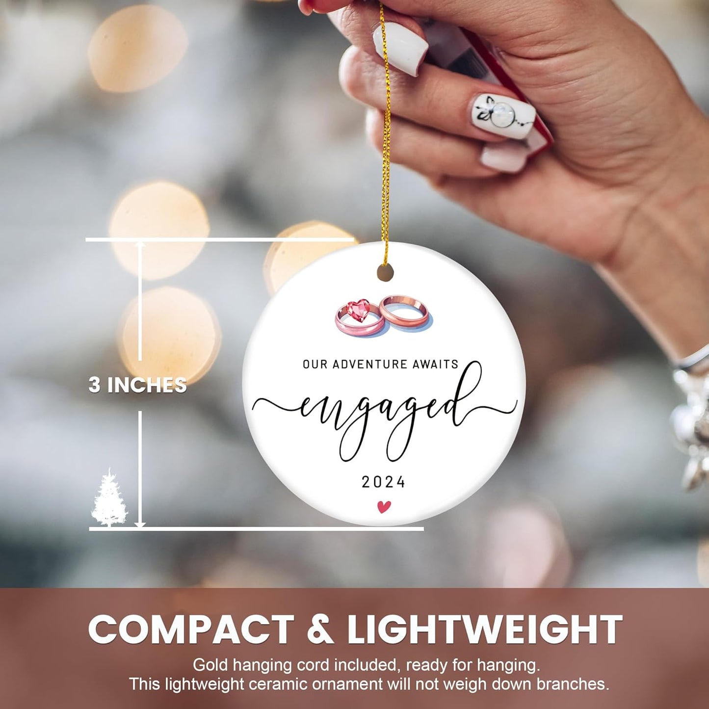 Engagement Christmas Ornament for Newly Engaged - Just Engaged Gift for Bride to Be by [Brand]