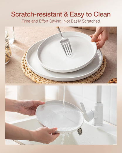 Famiware Milkyway Plates and Bowls Set, 12 Pieces Dinnerware Sets, Dishes Set for 4, White