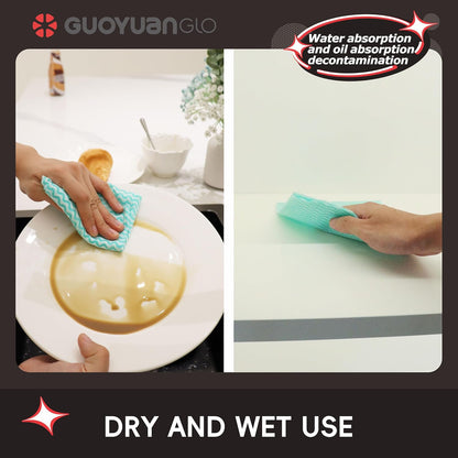 Disposable Dish Cloths Disposable Cleaning Towels Heavy Duty Reusable Cleaning Cloths Dish Rags for Kitchen,11.8 x 21 inches - 50 Counts/Pack,Green