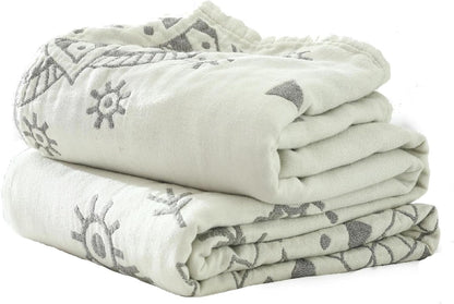 MSGKV Woven Boho Throw Blanket for Couch 100% Cotton Blankets,Versatile KnitWoven Blanket, Super Soft Warm & Decorative Blanket for Chair Bed Sofa and Living Room, 60''Wx 80''L